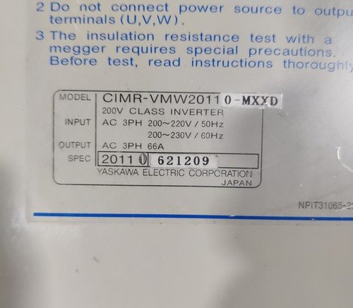 YASKAWA SPINDLE DRIVE 626vm3 CIMR-VMW20110-MXXD 20110 621209 Hurco BMC 40 - Image 3