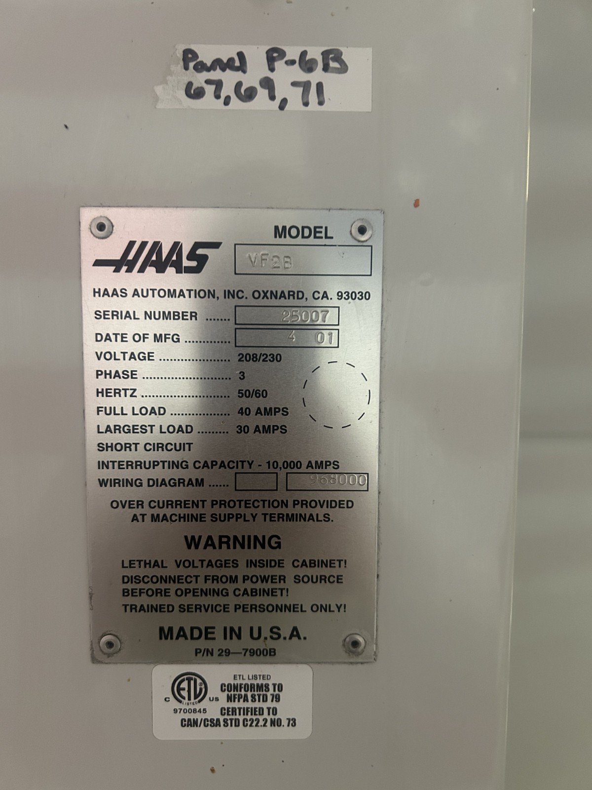 Haas VF-2B CNC VMC, 2002 – Side Mount Tool Changer, USB, For Sale by wner