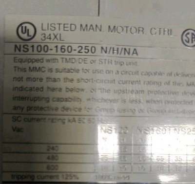 MERLIN GERIN NS100-160-250 N/H/NA Circuit breaker