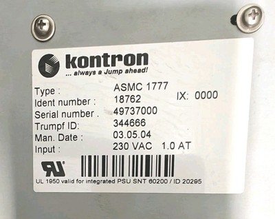 Trumpf KONTRON ASMC1777 REV 10. TRUMPF 344666 18762 TASC-MFB CP600