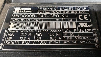 Rexroth MKD090B-047-GPO-KN Permanent Magnet / Servo Motor Used