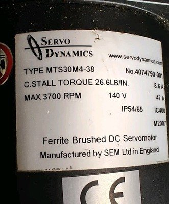 SEM Servo Dynamics MTS30M4-38 Ferrite Brushed DC Servomotor