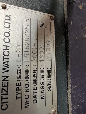 2001 Cincom CITIZEN L20 OPERATOR CONTROL PANEL Mitsubishi