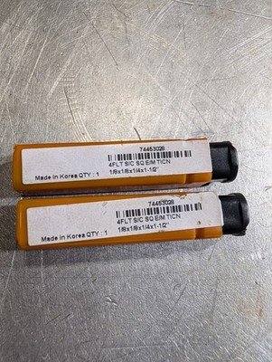 Hertel 74463028 Carbide Endmill 4FLT S/C SQ E/M TICN1/8×1/8×1/4×1-1/2 Lot Of 2